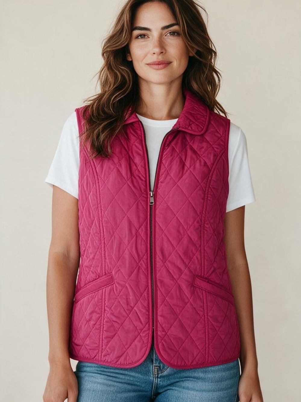 Talbots Quilted Hot Pink Women's Vest